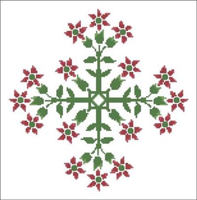 (image for) Floral Ornamental #0102 Red Star Blooms